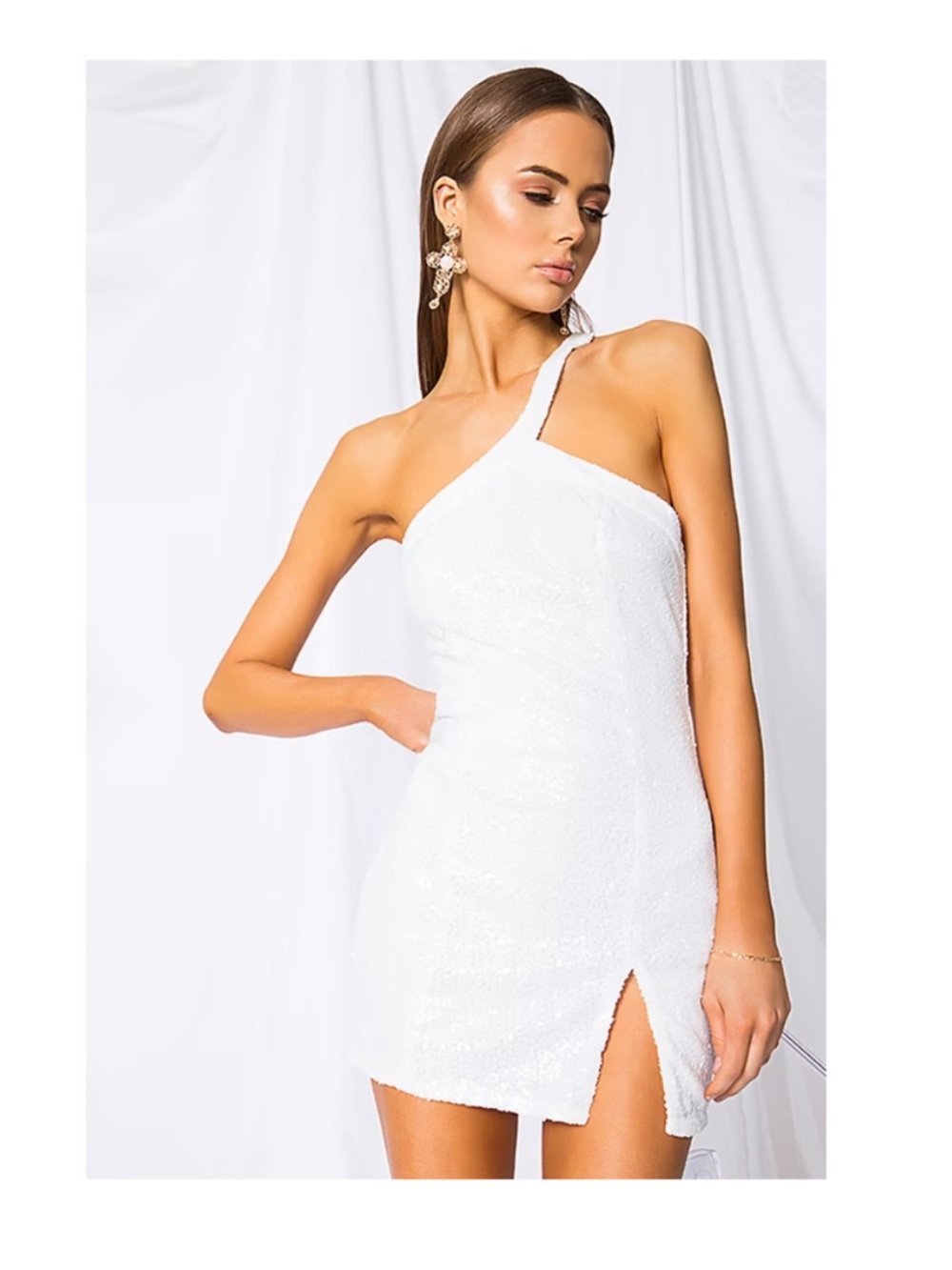 superdown White One-Shoulder Mini Dress